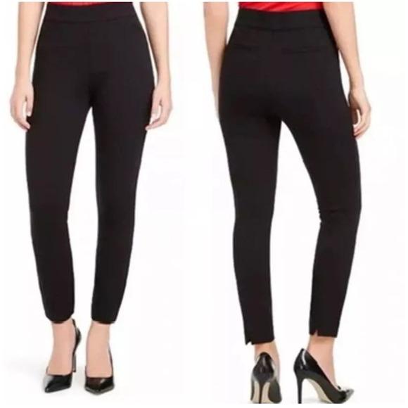 Spanx Ponte‎ Knit Pants Sz Medium Petite Black Ankle Slit Skinny Shapewear - Picture 1 of 9